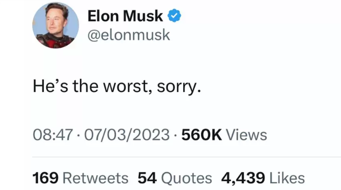 Elon Musk's acerbic response to Haradlur Thorleifsson after firing him.