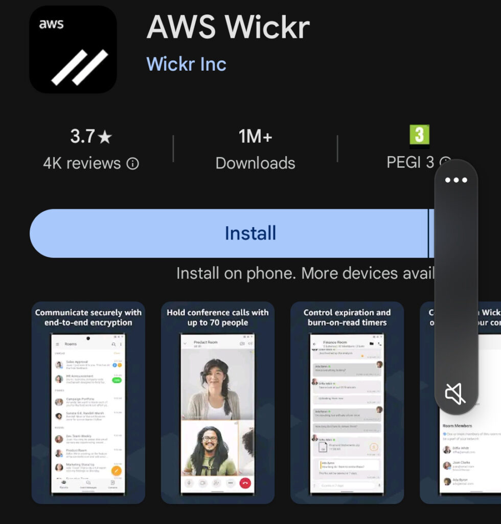 Secure communications in defence - AWS Wickr Application on the Android Store.